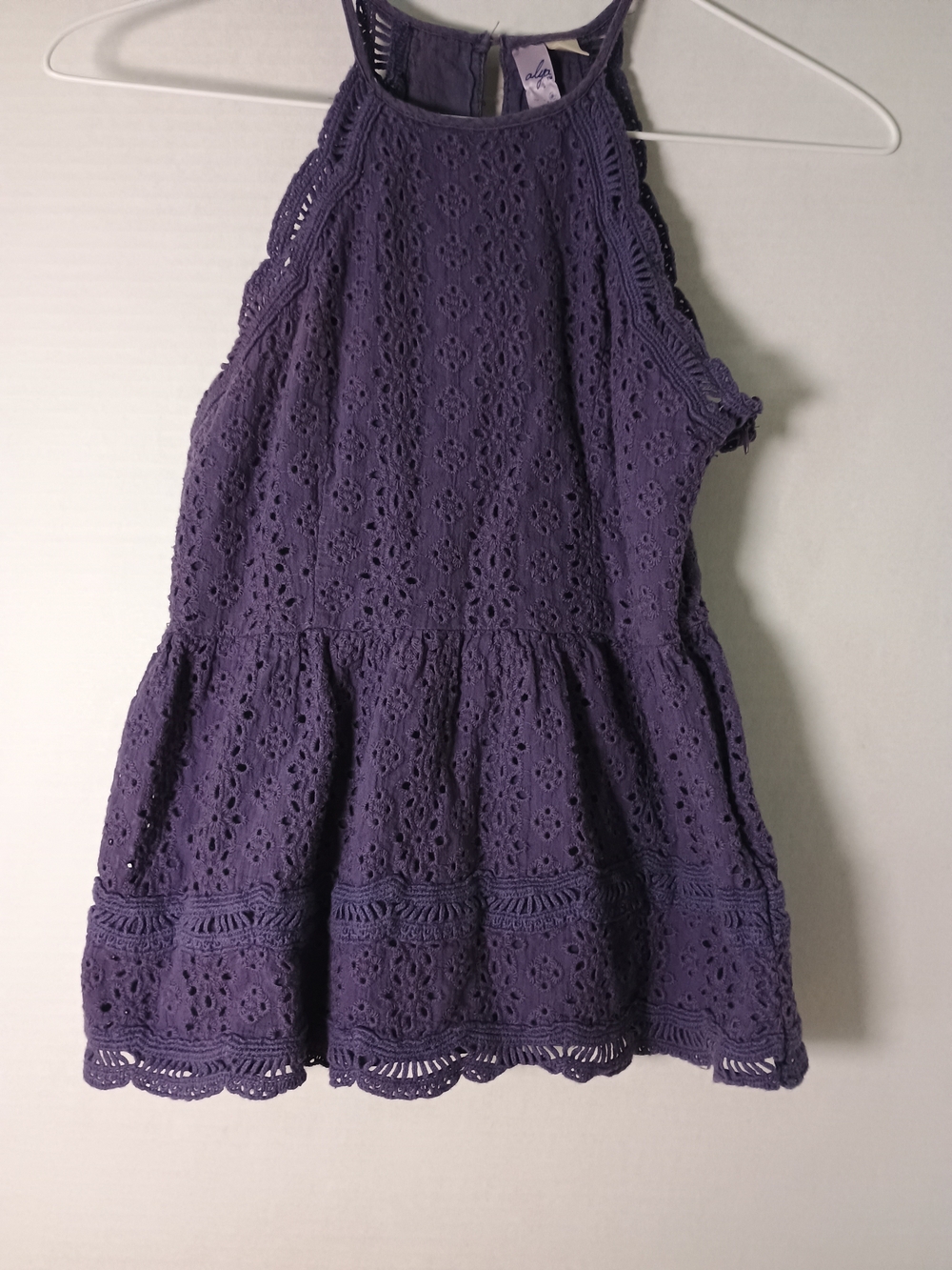 Alya Girls Eyelet Mini Dress Purple Size XS Like New